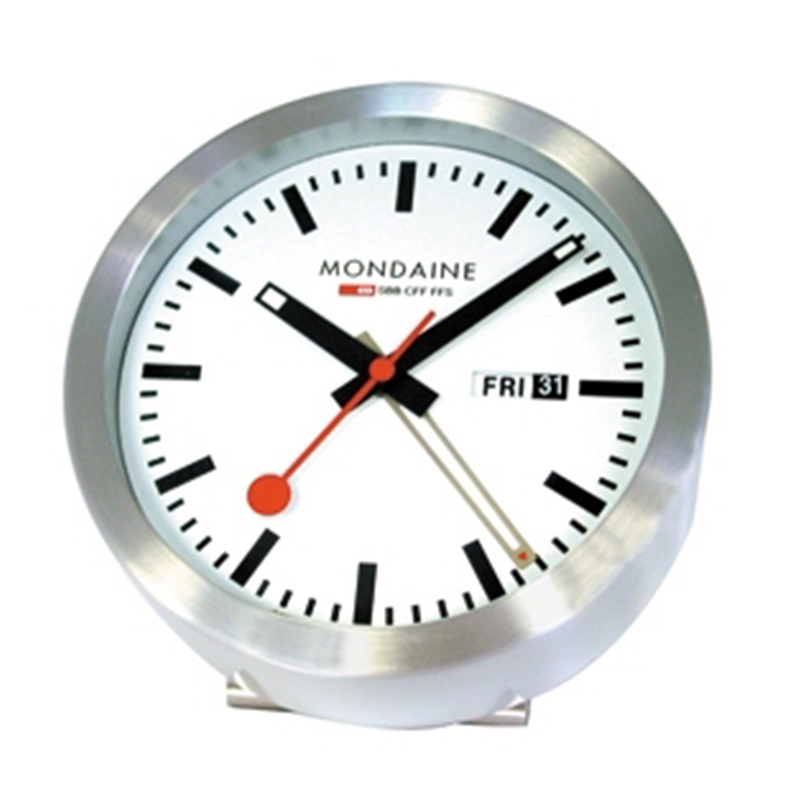 Mondaine Round Mini Clock With Alarm MON055