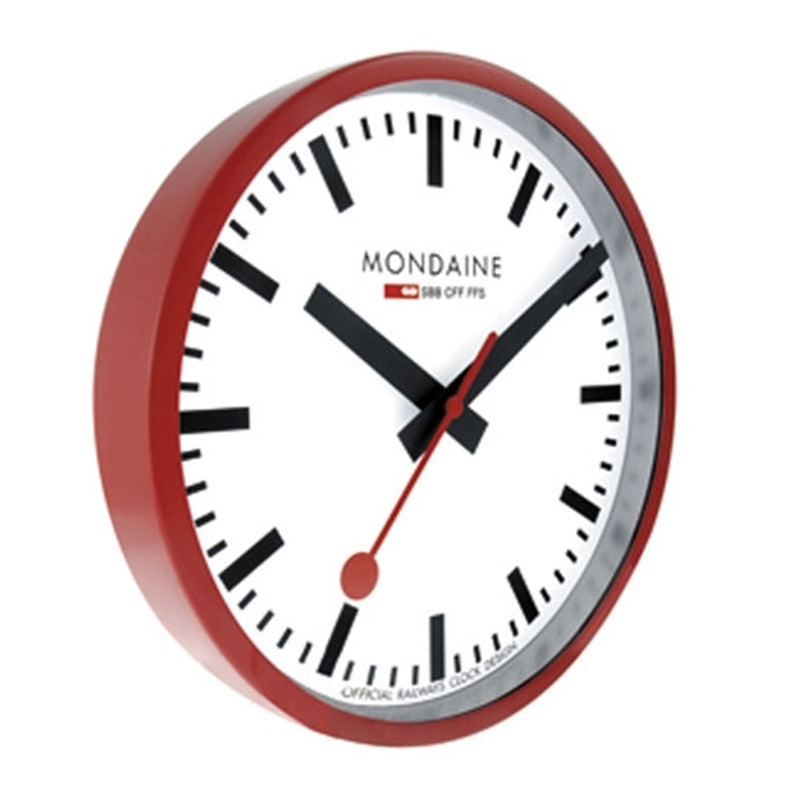 Mondaine Red Wall Clock White Dial MON131