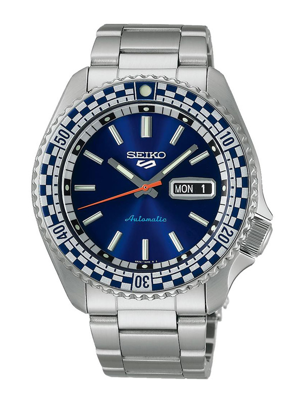 SEIKO 5 Sports 42.5mm Blue and White Checker Flag