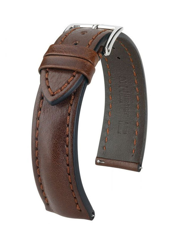Hirsch Lucca, Artisan Leather 24mm Large Brun/Silver 04902010-2-24