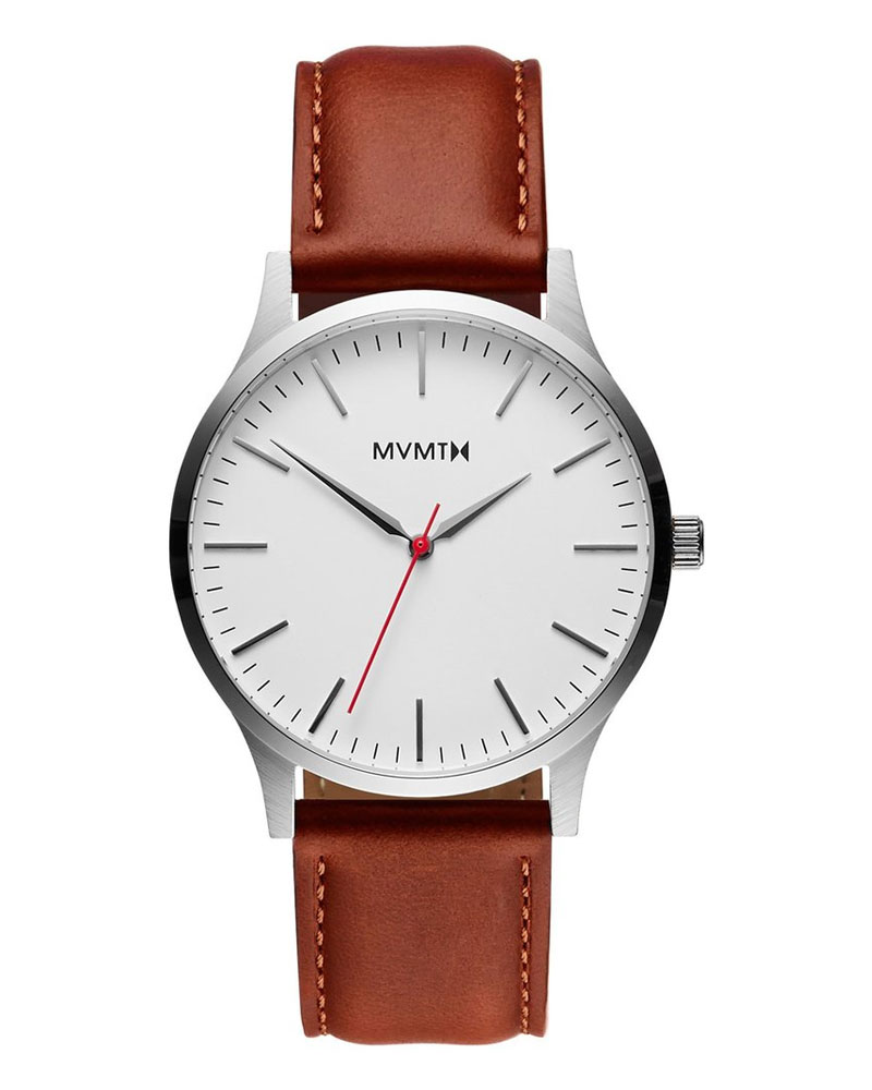 MVMT 40 Series Silver Natural Tan 40mm
