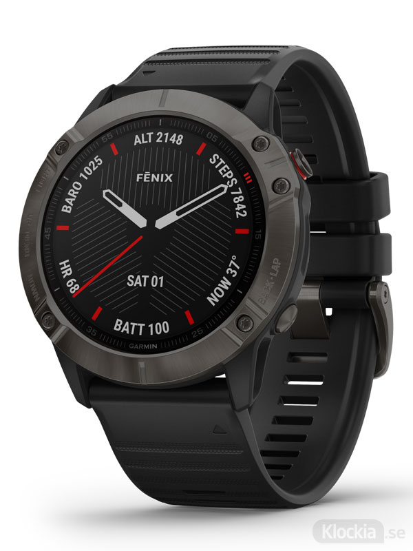 GARMIN fenix 6X Pro 51mm Sapphire Kolgrå med svart armband