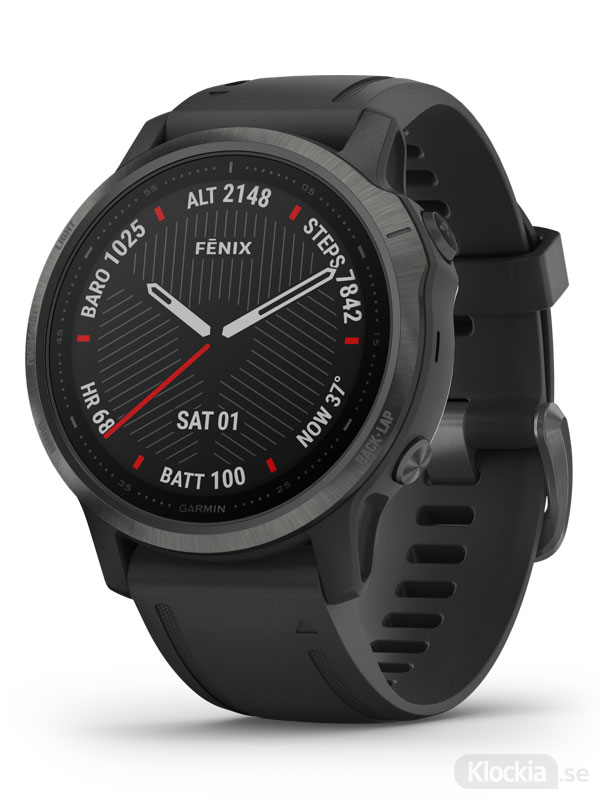 GARMIN fenix 6S Pro 42mm Kolgrå med svart armband