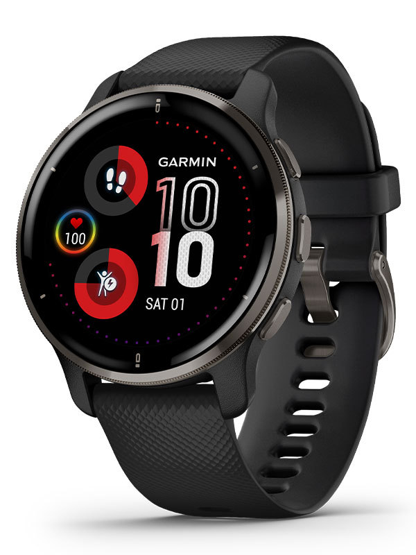 GARMIN Venu 2 Plus - Skiffergrå infattning i rostfritt Stål med svart boett
