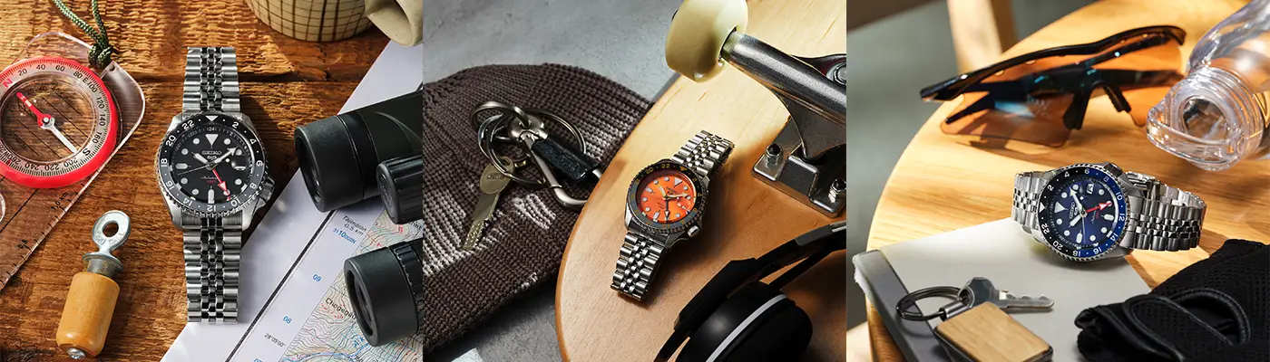 Seiko 5 Sports Automat klocka med GMT funktion för att visa olika tidzoner