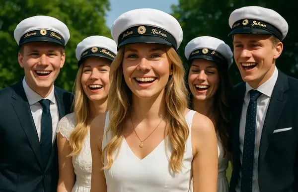 Studenter som tar studenten hitta din studentpresent hos klockia