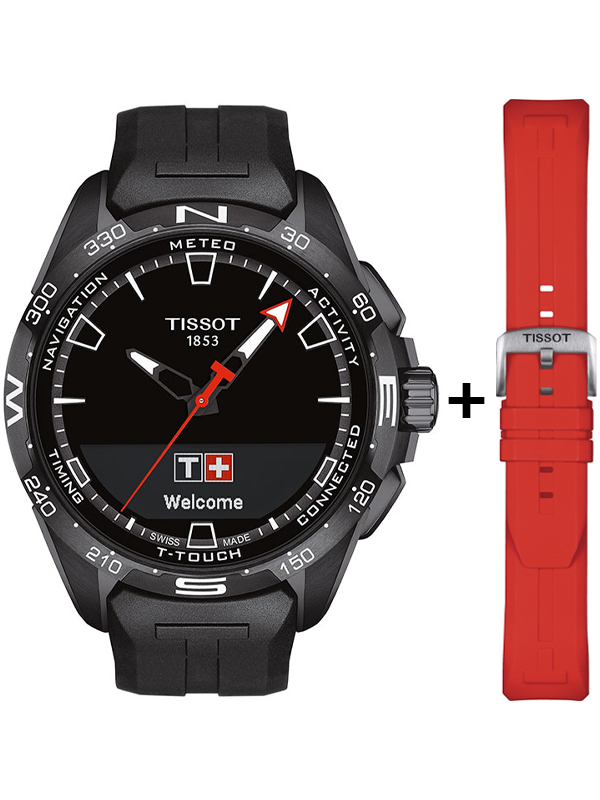TISSOT T-Touch Connect Solar T121.420.47.051.03 Svart hybrid smartwatch med solcellsladdning och mängder av funktioner