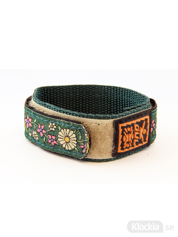 GUL Armband Velcro Flowers 18mm - 20mm Grön/Brun 439541 Grön/Brun kardborreband till klockor