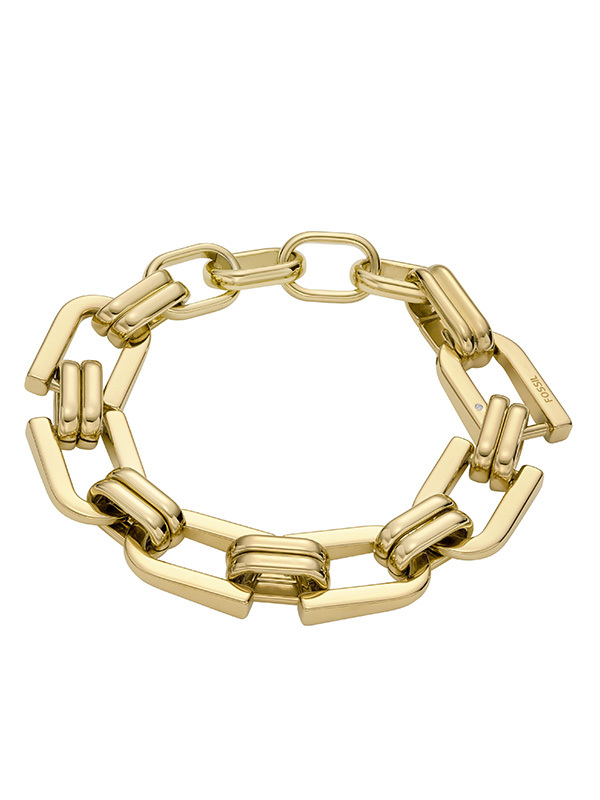 FOSSIL Armband Heritage - Guld JF04573710 D-länk guldfärgad kedjearmband i rostfritt stål