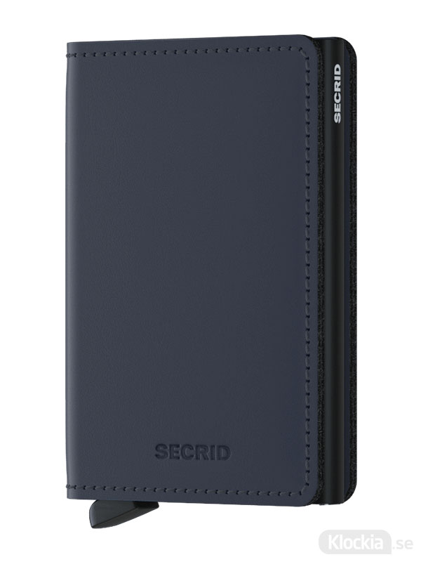 SECRID Slimwallet Matte Night Blue SM-Night-Blue RFID säker plånbok i blått läder och svart aluminium