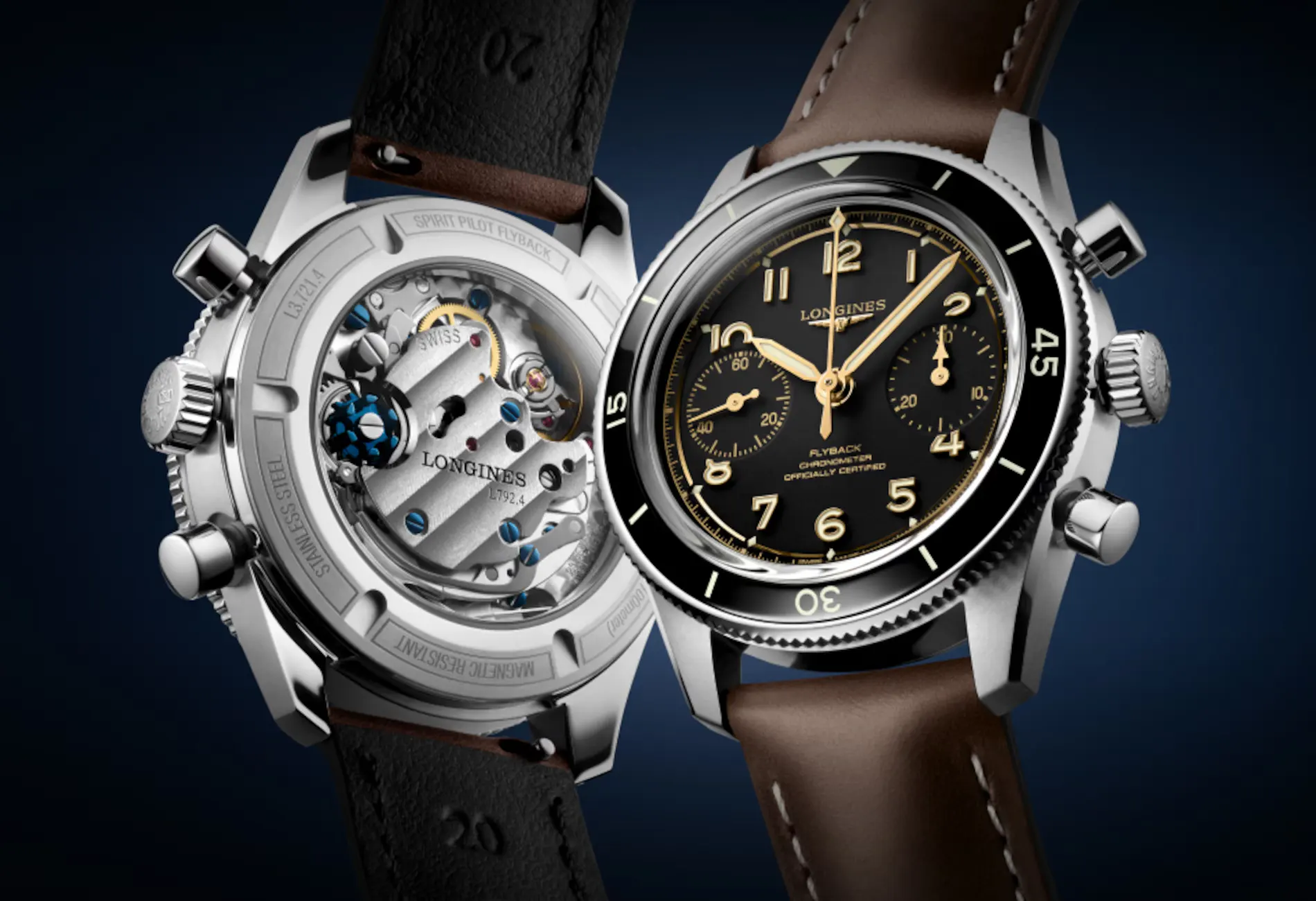 Longines Spirit Pilot Flyback Framsida och baksida