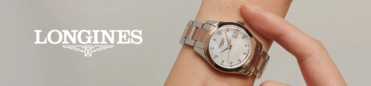 LONGINES Conquest Classic med vit pärlemor urtavla och diamanter
