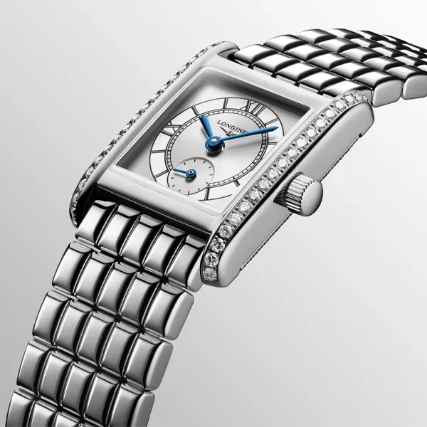 Longines DolceVita mini i rostfritt stål med diamanter på boetten