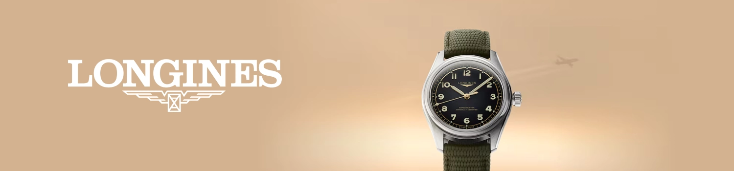 Longines Spirit klocka med svart urtavla och grönt textil armband