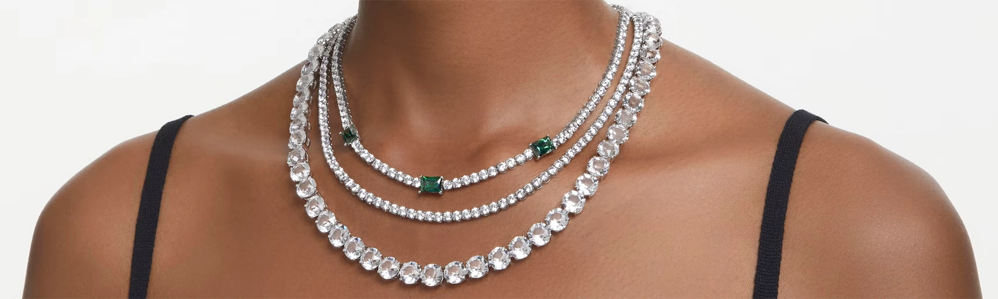 Swarovski halsband i silver, guld och rosé