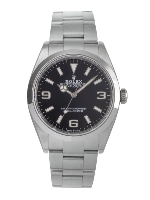 En bild på Rolex Explorer 124270,  som du kan beställa online hos klockia.se till snabb leverans och bra pris.