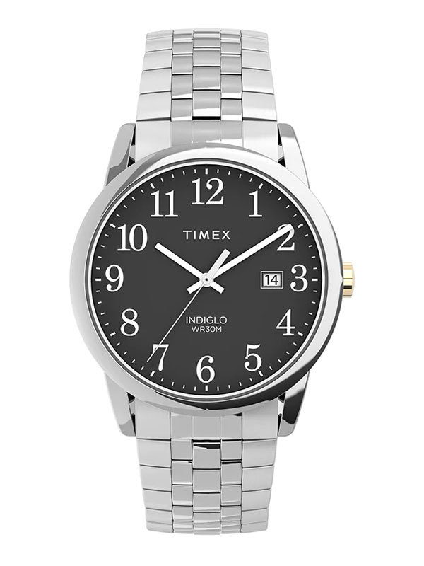 TIMEX Easy Reader 38mm TW2V40200 Lättläst herrklocka i rostfritt stål med svart tavla och datum