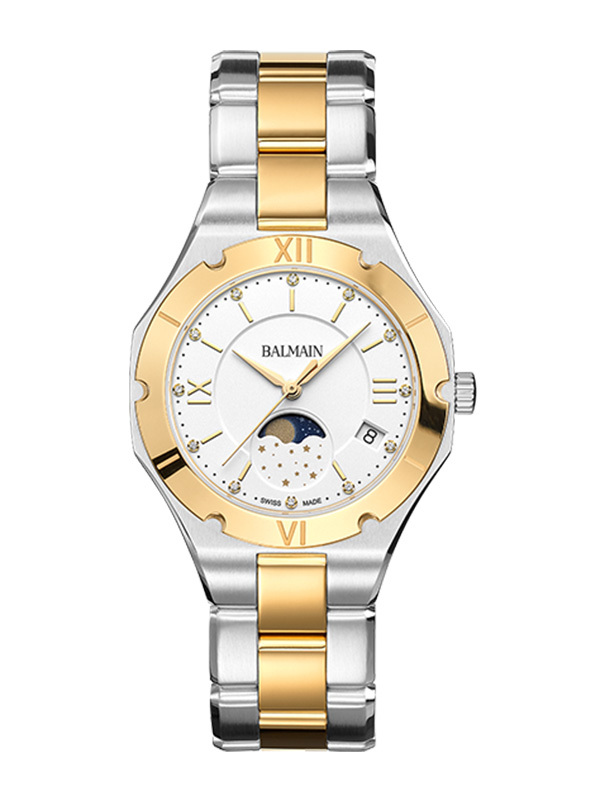 Balmain Be Balmain Moonphase 33mm B4592.39.22 Månfas, Datum, Vit tavla, Bicolor rostfritt stål