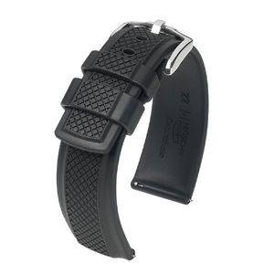 HIRSCH ACCENT Klockarmband Du kommer bara att älska vårt ACCENT naturliga caoutchouc-armband. Detta atletiska armband i fyrkantig "bil"-design kan kombineras med vilken klocka som helst.