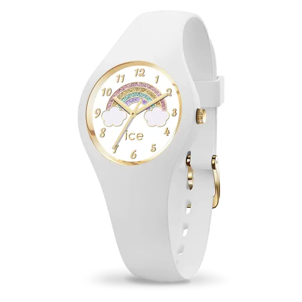 ICE Fantasia Rainbow White Barnklocka, Vit, Tydliga siffror, Silikon armband