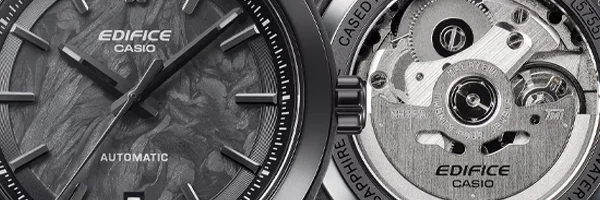 CASIO Edifice Automatic 40mm Carbon baksida och urtavla
