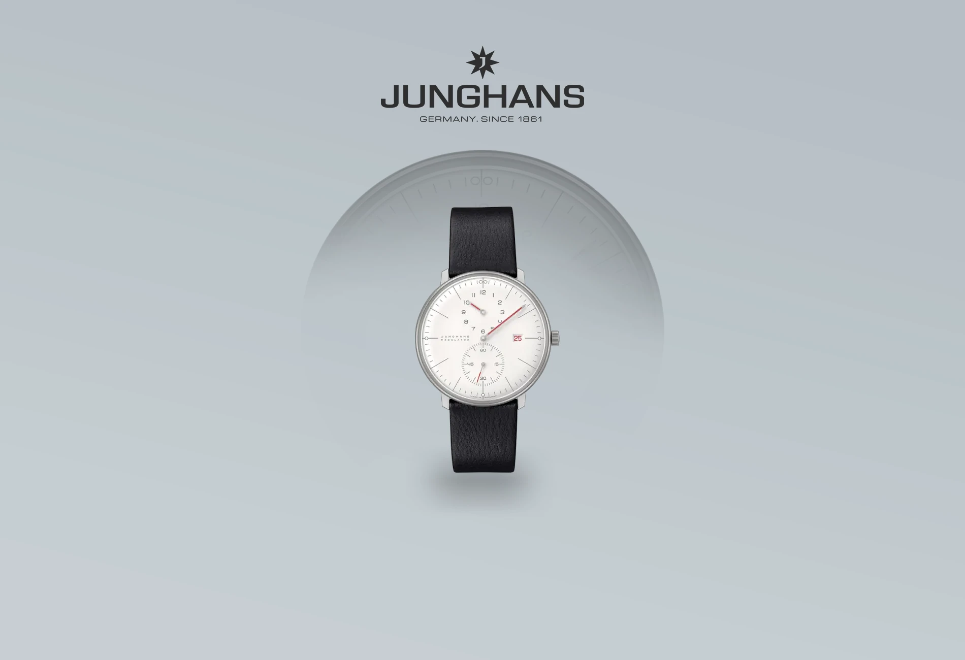 Junghans klocka med svart armband och logga